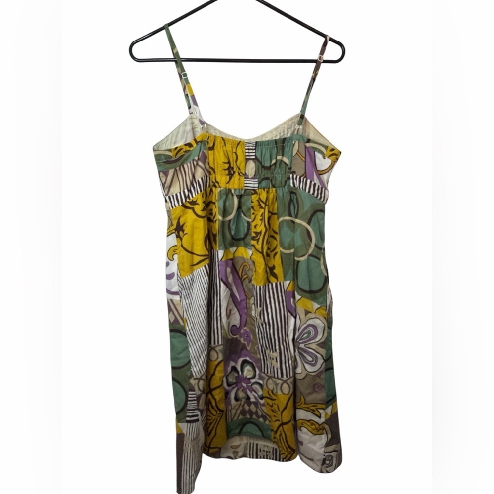 Cabi Patchwork Beaded Spaghetti Strap Sundress Size 8 Empire Waist - Picture 2 of 7